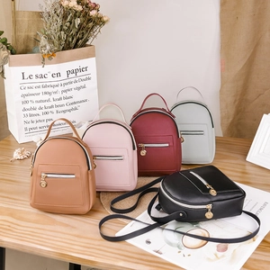 Mini Backpack For Women PU Leather Fashion Korean Style Versatile Small Travel Daypack With Front Pocket For Girls