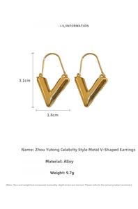 Spécifications de taille pour boucles d'oreilles créoles géométriques en forme de V
