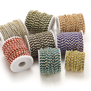 Colorful pearl and zircon stainless steel chains for DIY jewelry making and clothing