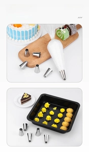 Detailed set of stainless steel piping nozzles with piping bag for cake decoration
