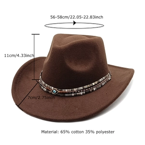 Classic dark brown fedora hat with woven band and evil eye charm detail for men and women