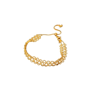 Gold plated lace hollow geometric bracelet with adjustable bead chain for women