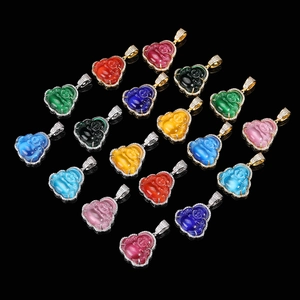 Hip Hop Copper Maitreya Buddha Pendant Necklace For Men Women Artificial Cat's Eye Stone With Zirconia Inlaid Iced Out Jewelry