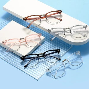 Retro Half Frame Eyeglass Frames Plastic Metal Browline Plain Glasses For Men Women Vintage Artistic Clear Lens Trendy