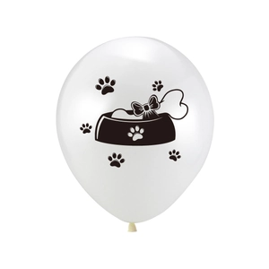 White dog paw and bone print latex balloon for pet birthday party decorations