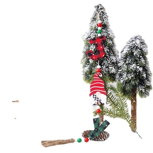 Christmas wooden gnome hanger with red plaid J letter and festive colorful beads