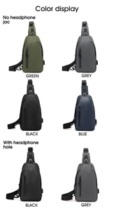 Men's crossbody sling bags in four colors with and without headphone hole options