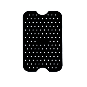 Perforated black silicone liner with side notches for dual air fryer basket accessories