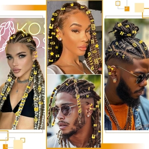 Set di 103 gioielli per capelli dorati hip hop per treccine e dreadlocks styling