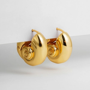 Exaggerated 18K gold-plated stainless steel conch shell hoop earrings for women