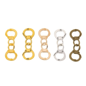 DIY handcuffs shaped zinc alloy jewelry pendants available in five assorted metallic finishes
