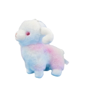 Cute pastel gradient plush lamb keychain pendant soft stuffed animal toy for bags