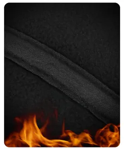 Detail of black thermal fleece lining for winter baseball cap with heat storage texture