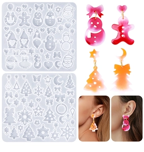 DIY Christmas resin silicone molds for earrings featuring snowflake and snowman designs