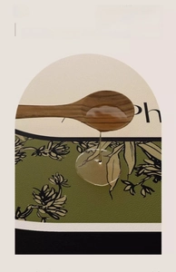 Close-up of waterproof leather placemat with floral pattern showing oil resistance
