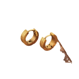 Minimalist double-line frosted gold huggie earrings with a textured matte finish