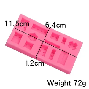 Pink lego block silicone mold for chocolate and fondant cake decoration 11.5x6.4cm