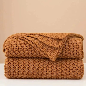 Nordic Chunky Knit Blanket Acrylic Soft Warm Tassel Sofa Throw Couch Cover Cozy Decorative Bedding For Home Office