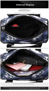 Interior view of skull print oxford bag showing large capacity for umbrella and phone