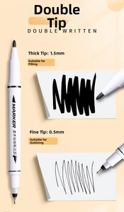 Dual-tip art marker with 0.5mm fine and 1.5mm bold nibs for drawing and coloring