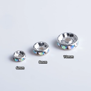 Distanziali in strass argentati per gioielli fai-da-te in misure 6mm 8mm 10mm