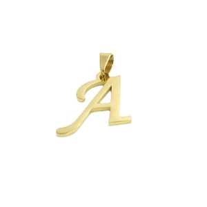 Minimalist 18K gold plated stainless steel letter A pendant with bail for necklaces