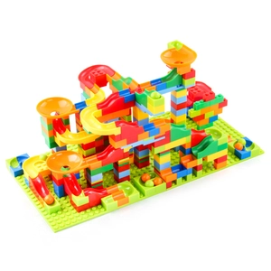 Jeu de construction de circuit à billes DIY 366 pièces avec toboggans et balles