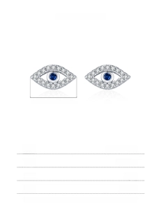Detailed specs of S925 sterling silver evil eye stud earrings with blue stones