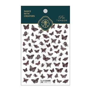 5D embossed blood-red butterfly nail art stickers with vintage 3D texture and adhesive backing