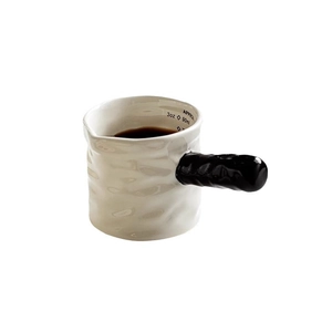 Artistic ceramic coffee milk pitcher 90ml with wrinkled texture and black handle