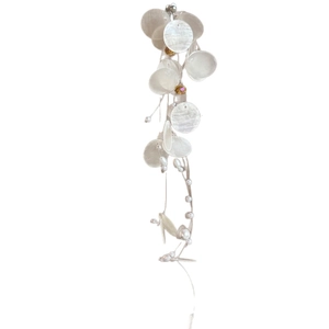 Elegant shell and pearl tassel clip earrings with gold bead accents for seaside vacations