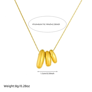 Collier en acier inoxydable plaqué or avec pendentif cercles géométriques multicouches