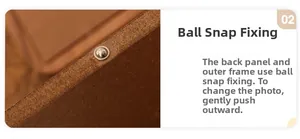 Detail of the walnut wood frame backboard featuring a metal bead spring locking mechanism