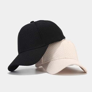 Black and beige waffle textured baseball caps with breathable fabric and casual retro style