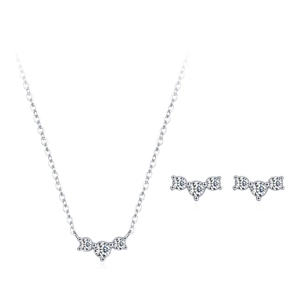 Elegant S925 silver jewelry set with candy design necklace and earrings with gems