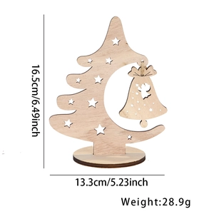 Detail of wooden Christmas tree ornament with dimensions 16.5x13.3cm and angel hollow pattern