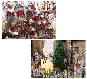 Festive Christmas gnomes and reindeer ornaments with red plaid fabric for holiday decor