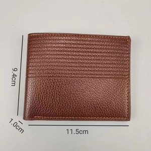 Portefeuille bicolore marron pour hommes, texture litchi, 11,5 cm x 9,4 cm x 1,0 cm