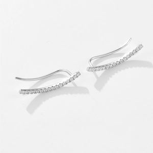 Elegant 925 sterling silver geometric stud earrings with sparkling pavé zircon stones