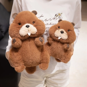 Marmot Plush Toy Soft Groundhog Stuffed Animal Adorable Beaver Doll Realistic White Teeth Home Decor Gift For Kids Adults
