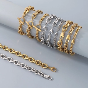 Minimalist OT toggle stainless steel chain necklaces and bracelets in gold and silver