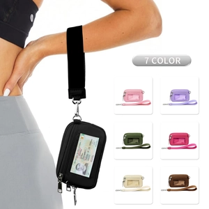 Cartera de muñeca con ventana de ID y bolsillo con cremallera en 7 colores distintos
