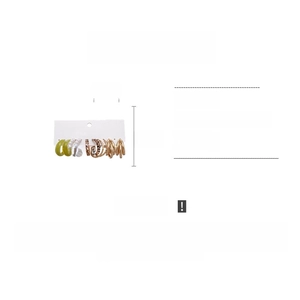 Detailed size chart showing acrylic and faux pearl earrings with dimensions and weight