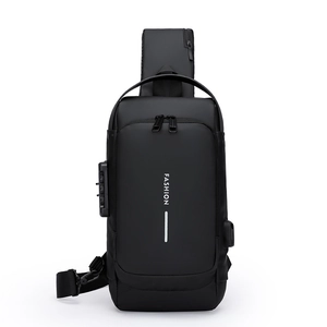 Men Multifunctional Chest Bag Waterproof Nylon Anti-theft Password Lock USB Charging Port Business Travel Crossbody Shoulder Pack