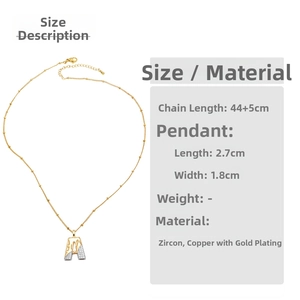 Guide des tailles détaillé pour collier pendentif lettre A plaqué or et zircon