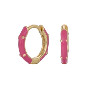 Fashionable S925 sterling silver hoop earrings with gold finish and rose red oil dripping