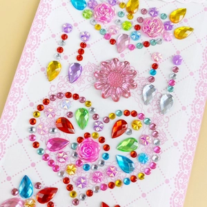 Colorful acrylic diamond gem stickers with 3D flower and heart shapes for kids DIY craft