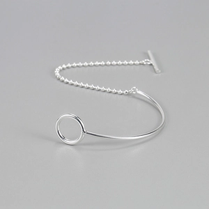 Minimalist S925 sterling silver geometric bracelet with bead chain and OT toggle clasp