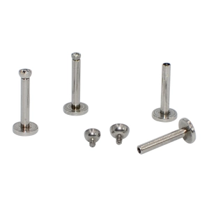 Surgical stainless steel labret stud set with flat back and ball caps for ear piercings