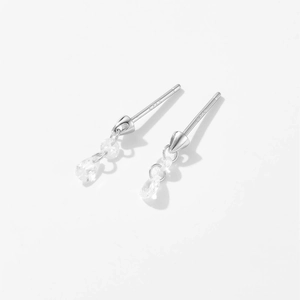 Elegant S925 sterling silver drop earrings with faceted pear-cut white zircon stones